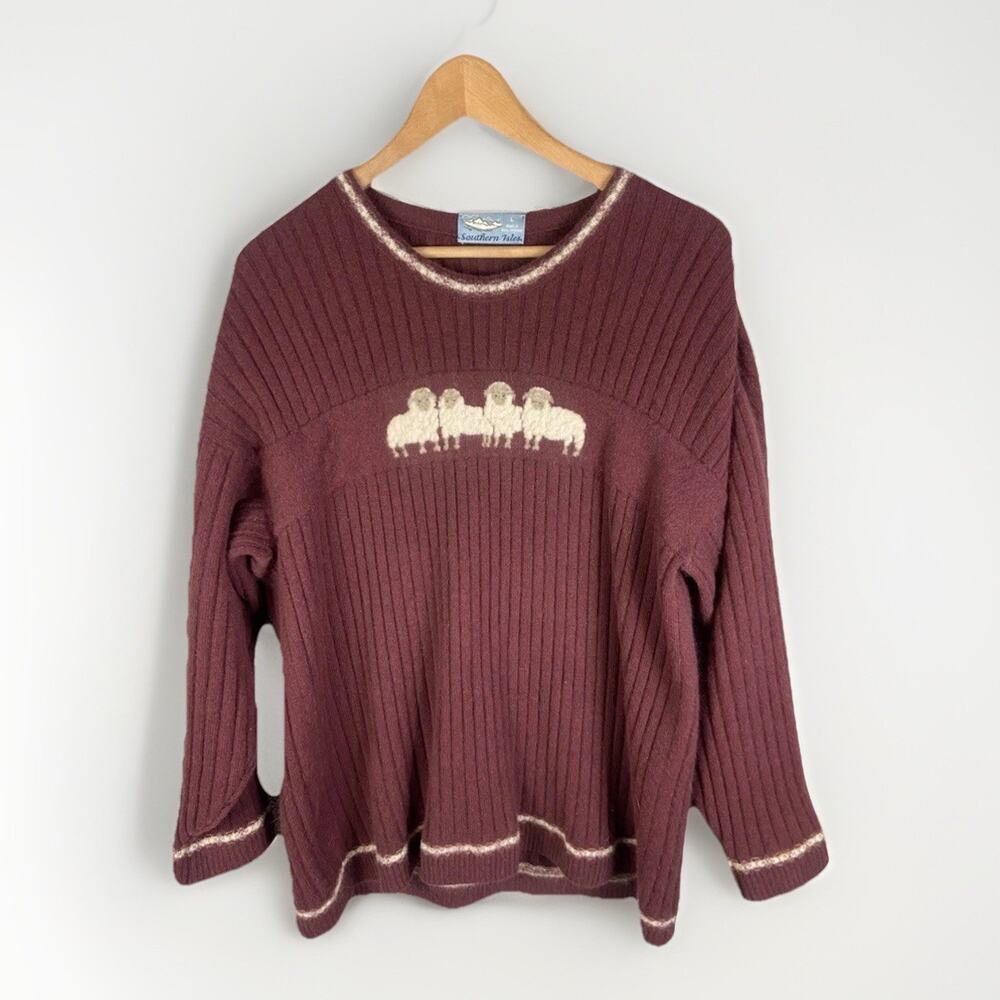 New Zealand Wool Angora Sweater Women’s L southern Isles Brand Cozycore Heritage